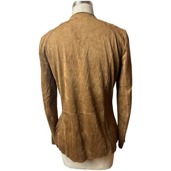 Mango Tan Brown Faux Suede Open Front Lightweight Jacket Women's Size XS - Picture 3 of 6